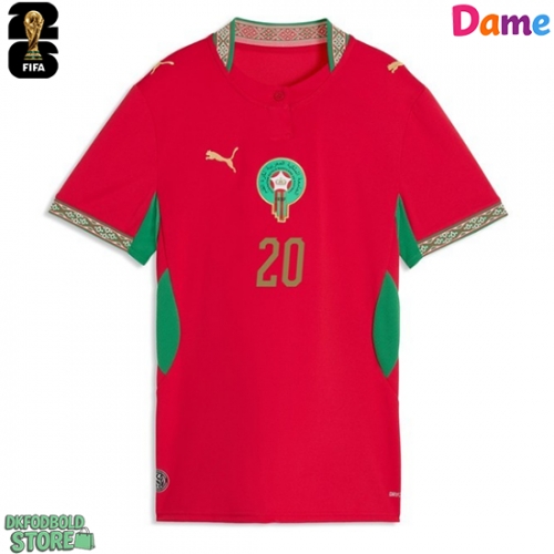 Marokko Ayoub El Kaabi #20 Replika Hjemmebanetrøje Dame VM 2026 Kortærmet